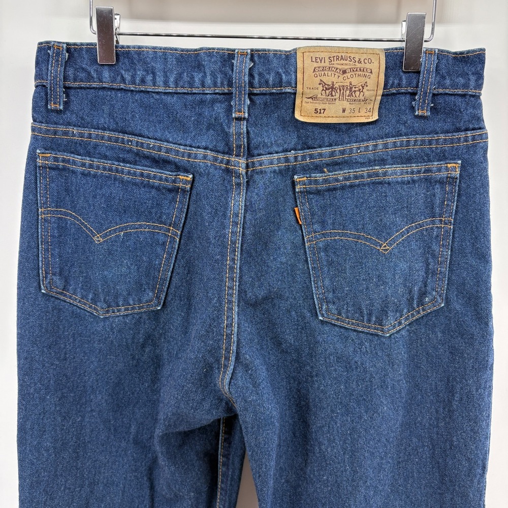 Vintage Levis 517 Jeans W35 L34 Orange Tab Bootcut Denim Made USA Western - Picture 6 of 16